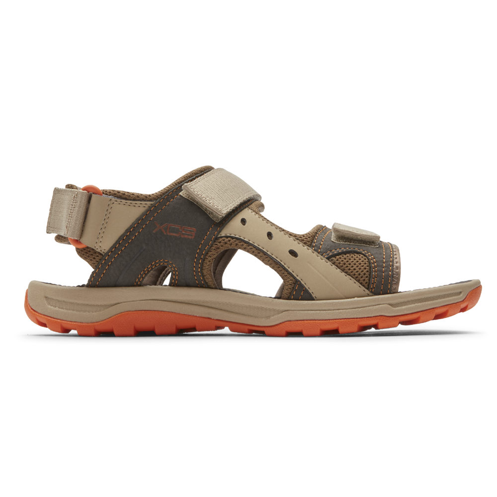 Rockport Singapore Mens Sandals - Trail Technique Adjustable Velcro Beige - BY0142893